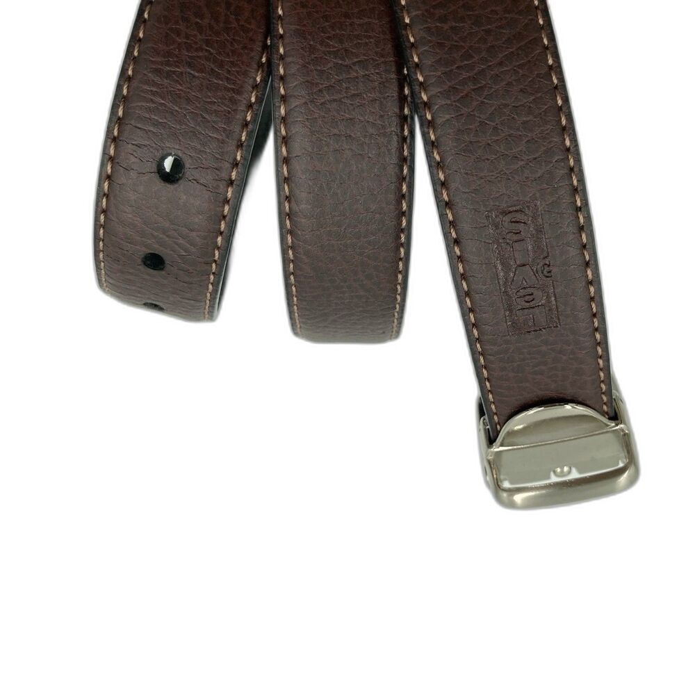 Levis Mens Brown Belt Size 26-28 Retro 90s Vegan Leather Silver Buckle